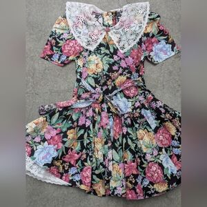 Floral Kids Dress with Lace Collar